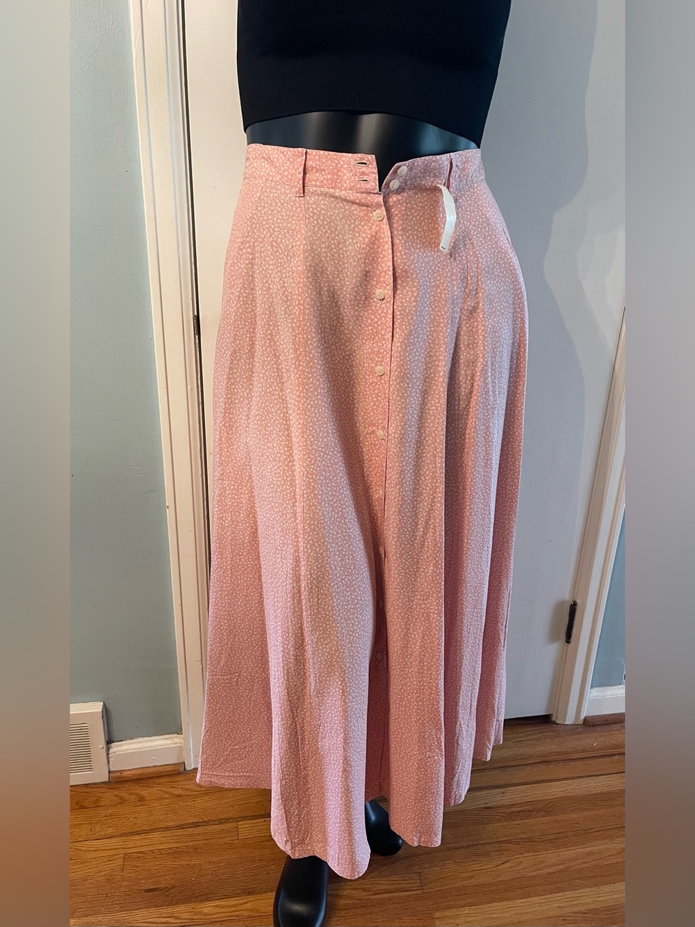 1990’s Eddie Bauer Long Rayon Pink Floral Print Skirt 14 Tall NWT